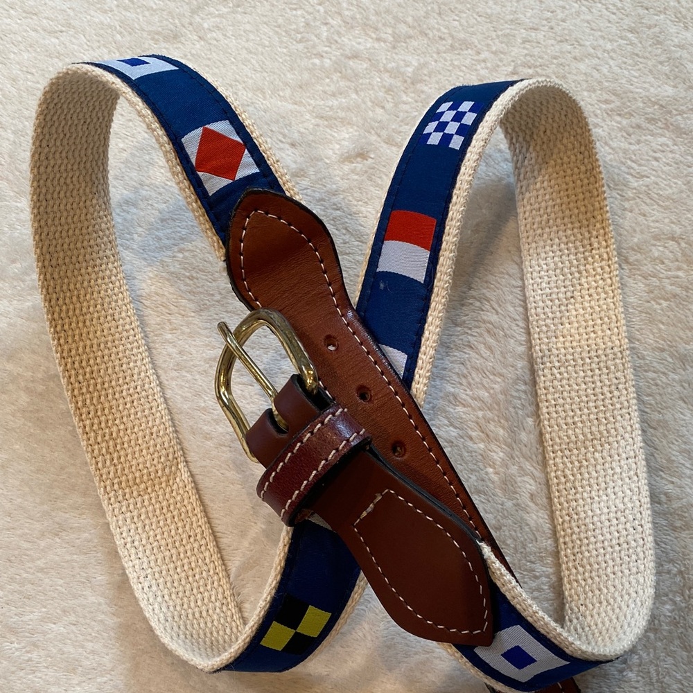 Men’s ribbon canvas leather nautical signal flags belt